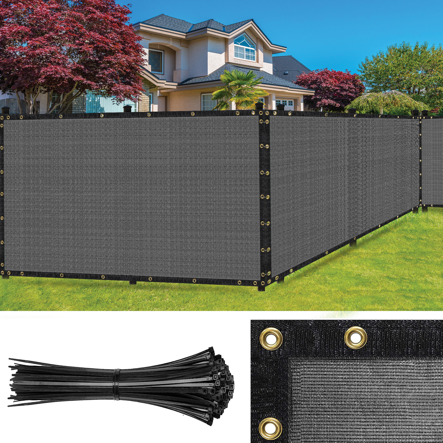 SEALTECH Fence Privacy Screen Mesh Cover Garden Yard 90% + Blockage, Zip Ties