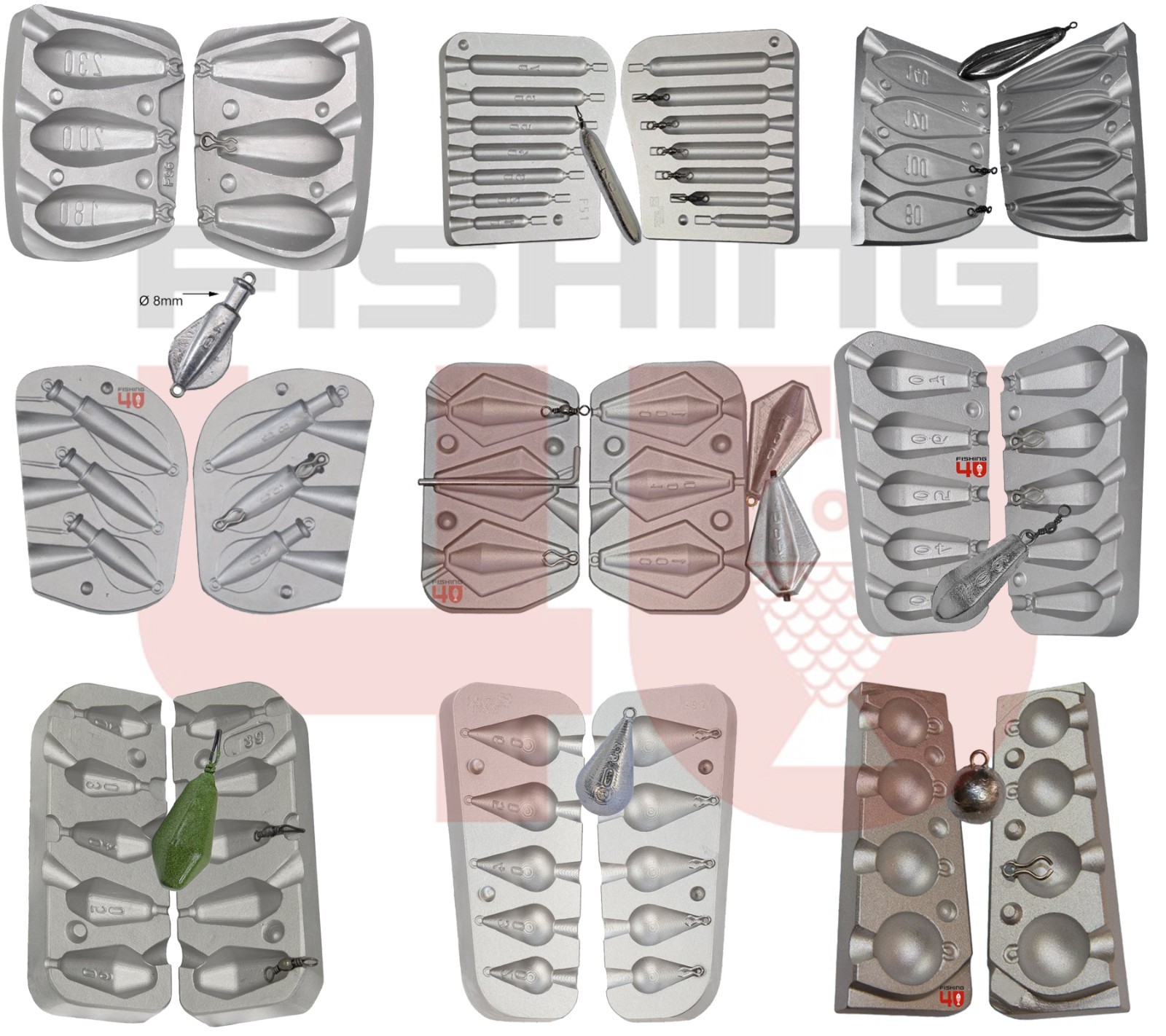 Cheap Fishing ALUMINIUM MOULD  Drop Shot Hexagonal Torpedo Pear Bomb Hex Sinkers