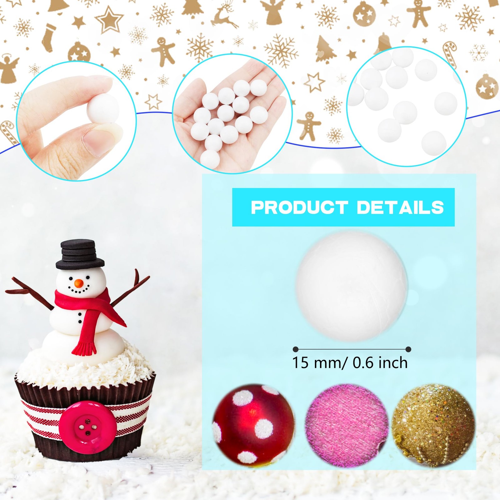 600 Pcs Blank Foam Balls Small DIY Craft Mini White white