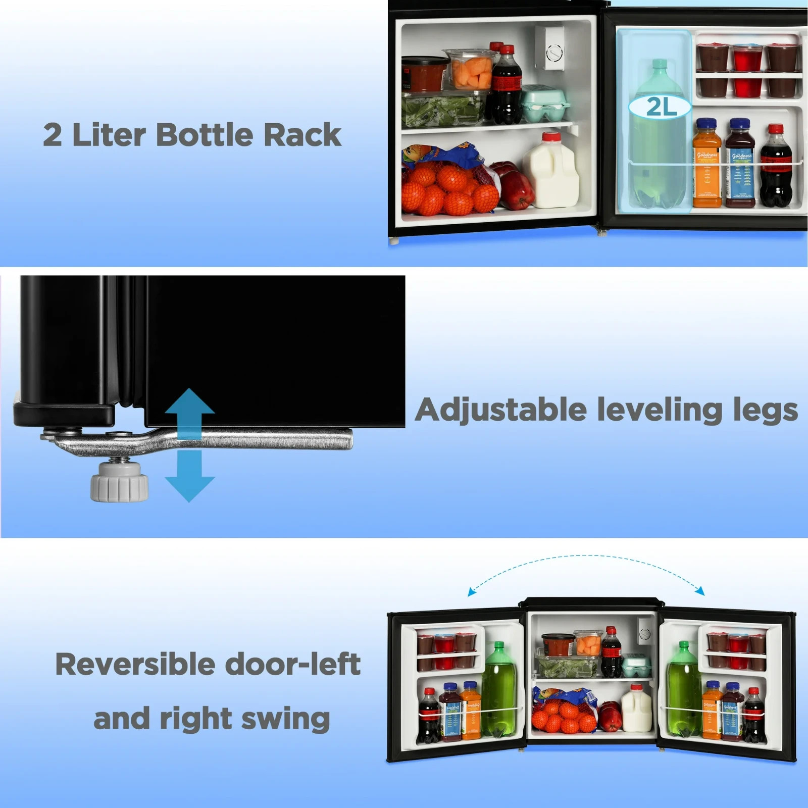 Mainstays 1.7 Cu. ft Single Door Mini Refrigerator Stainless Steel Look OPEN BOX