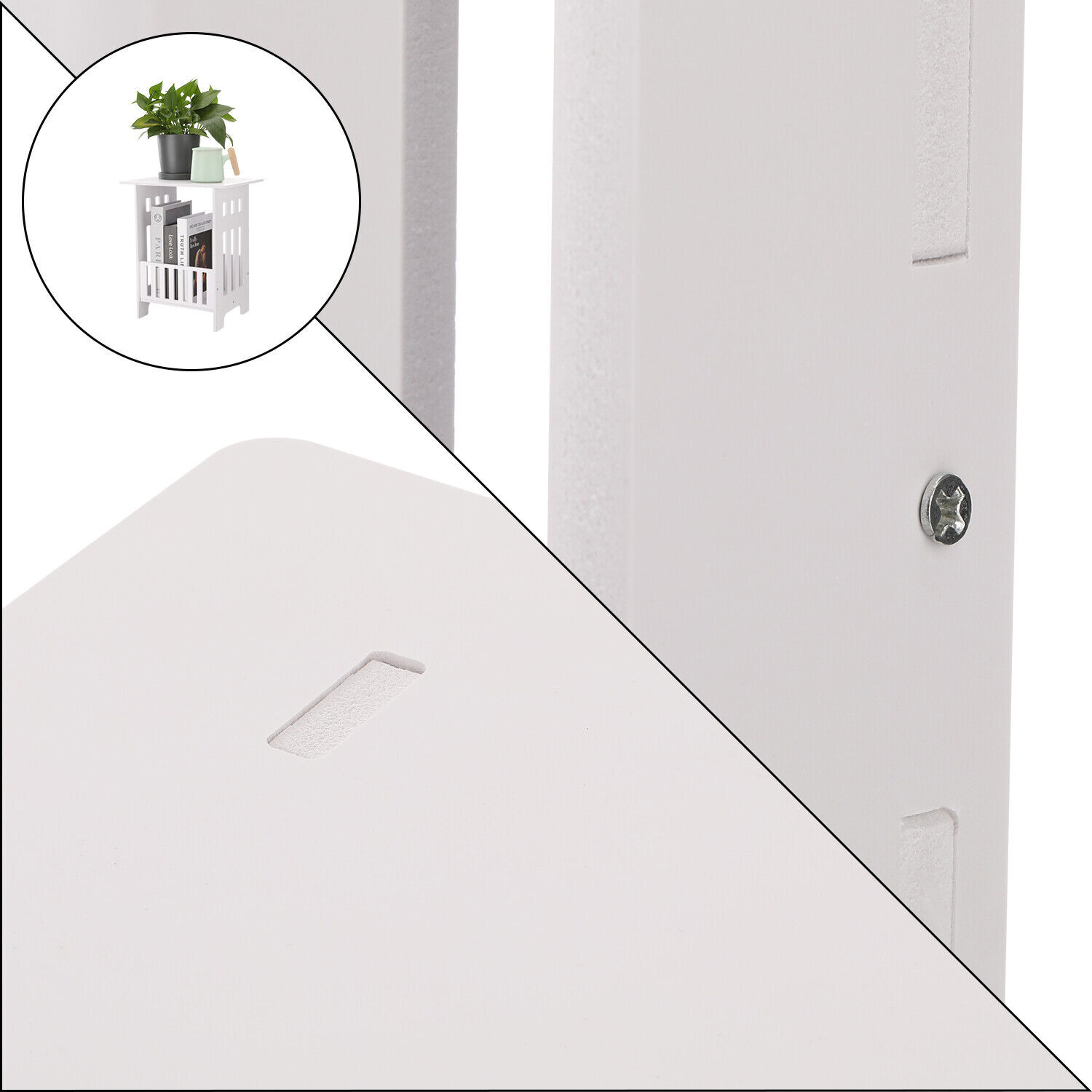 b Table End Stand Patio Nightstand Modern Table Bedroom White Home for Holder