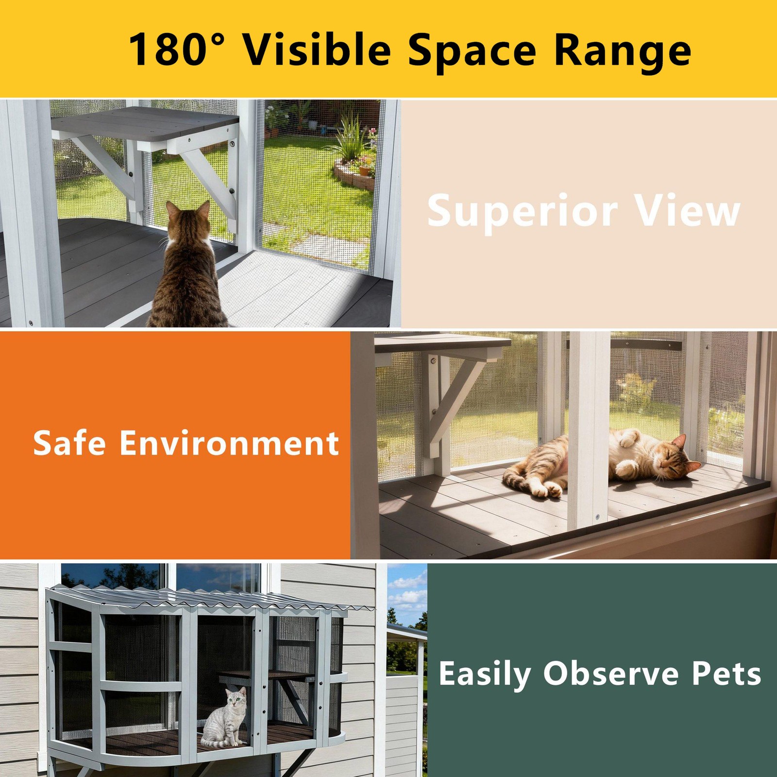 Cat Catio Expandable Window Box Enclosure for Multiple Indoor Cats All-Weather