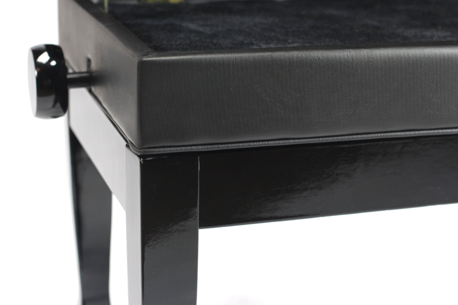 GRIFFIN Genuine Leather Duet Piano Bench Seat | Black Wood Keyboard Guitar Stool