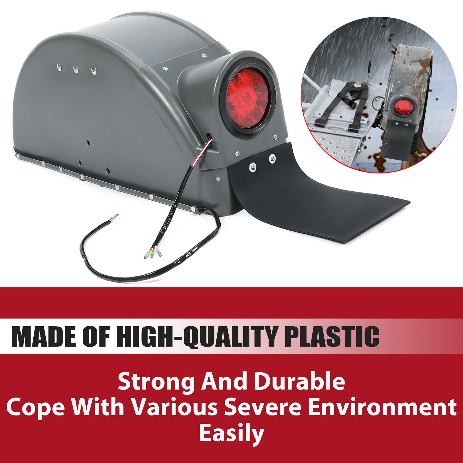 Right Fender Flare Plastic Gray W/ Sealed Light For Demco Kar Kaddy Trailer