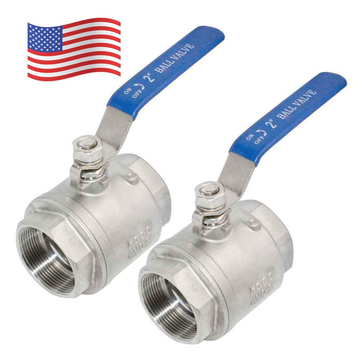 2 inch 2" Ball Valve,316 Stainless Steel Full Port,2-Piece, 1000WOG 2Pack