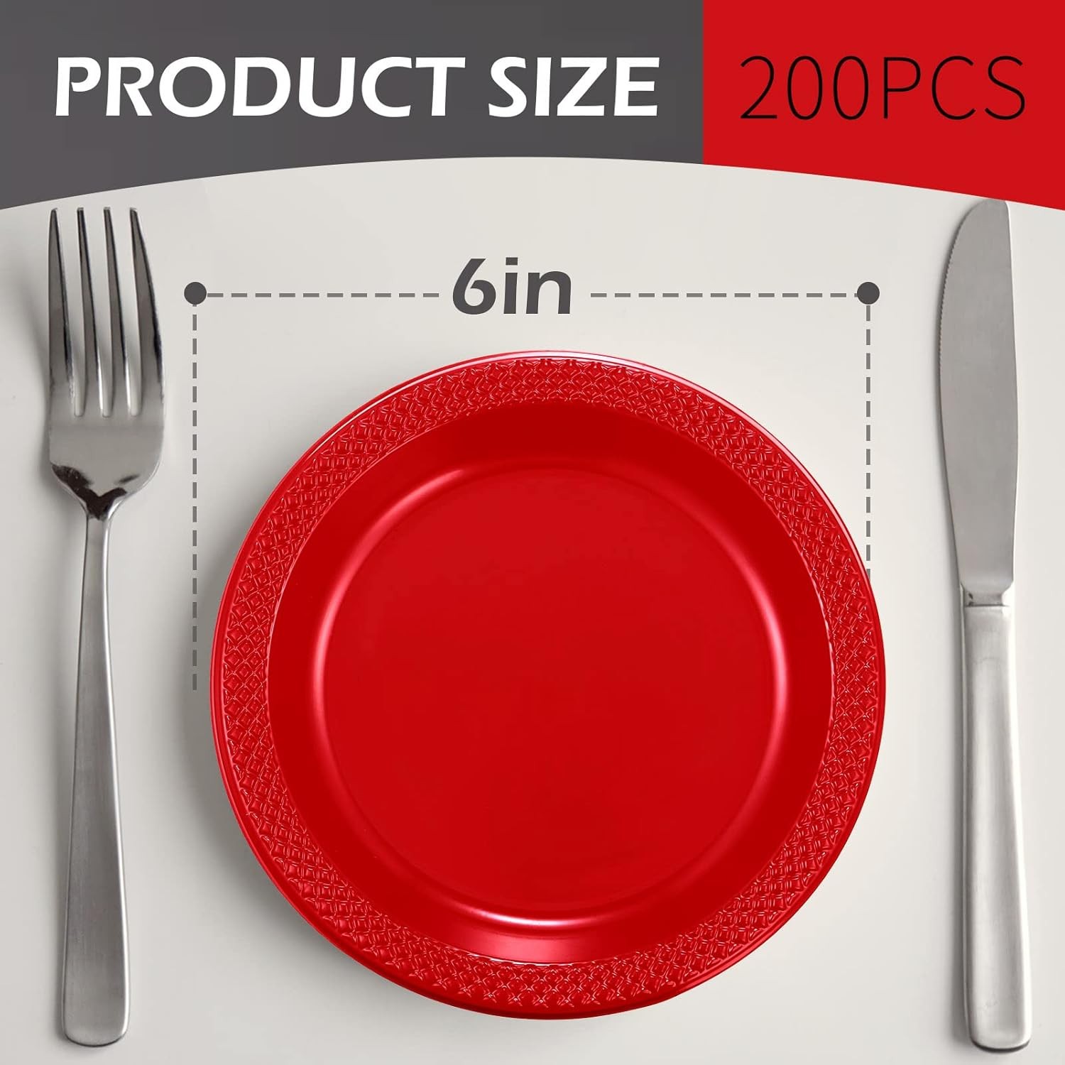 Bulk Red Round Plates - 6 Inch Disposable Dinnerware for All Occasions