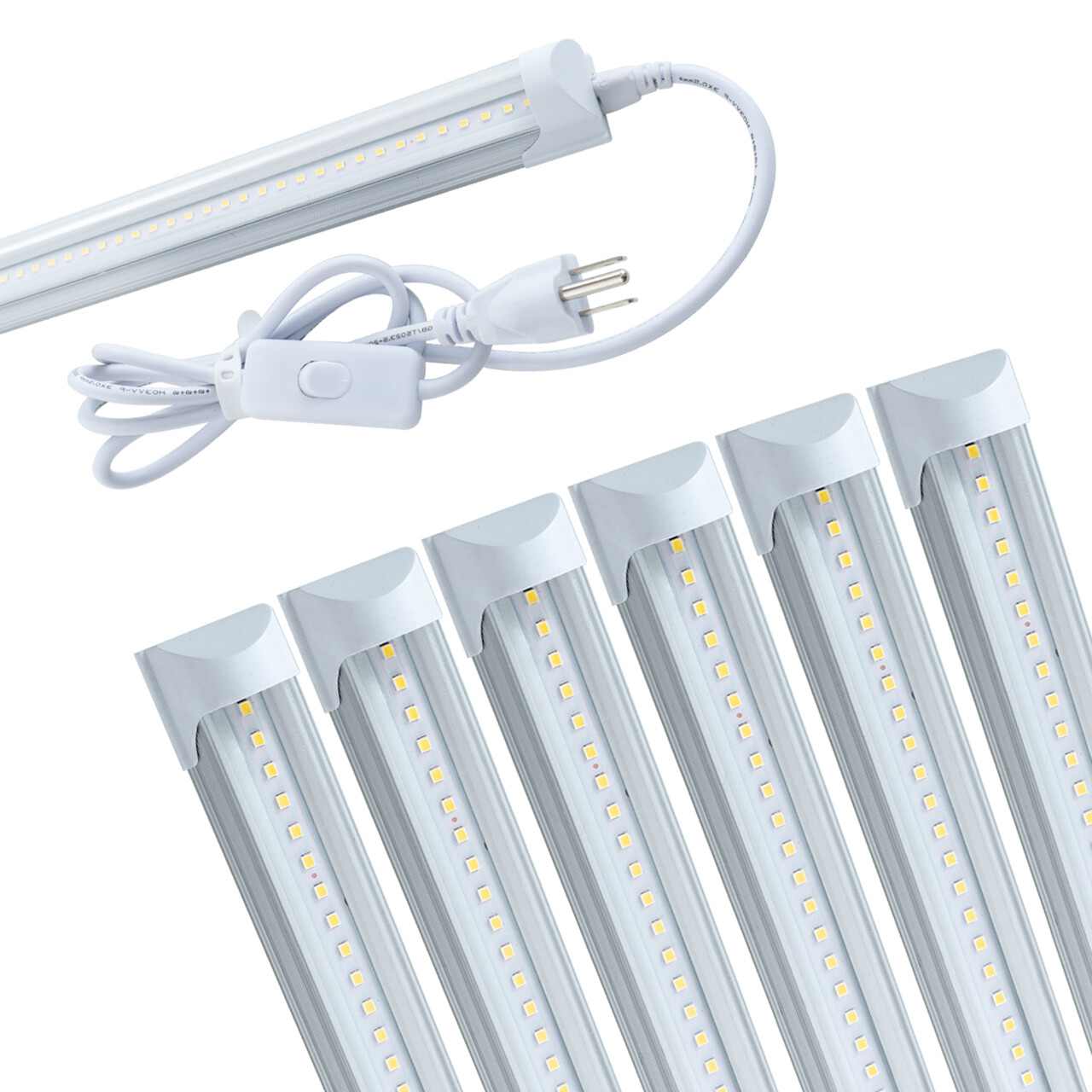 4FT 6 Pack LED Shop Light T8 Linkable Ceiling Tube Fixture 24W Daylight 6000K C