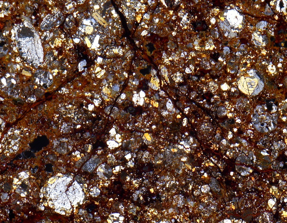 Meteorite QATAR 001 - rare Chondrite from Qatar ! Microscope Slide Thin Section