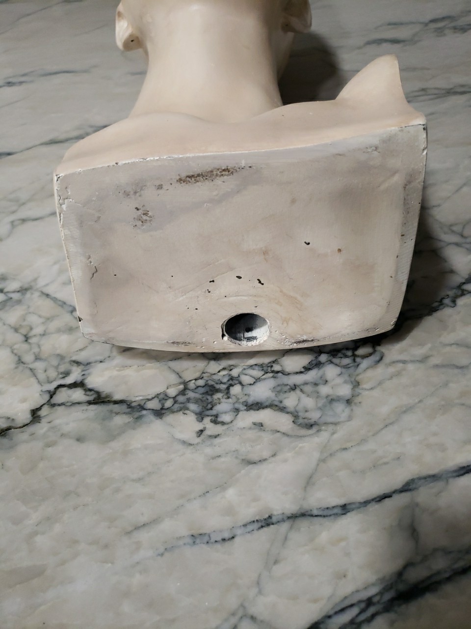 Vintage Plaster Mannequin Head Wig Painted Eyes Halloween Bust 14"H x 8"W