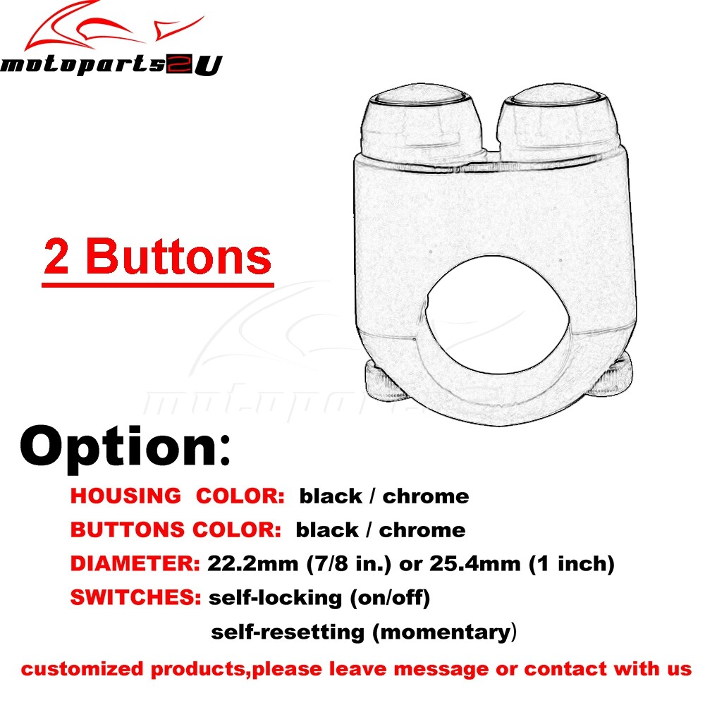 2-Button Motorcycle Control Module Handlebar Switch 1 Momentary + 1 Self-locking
