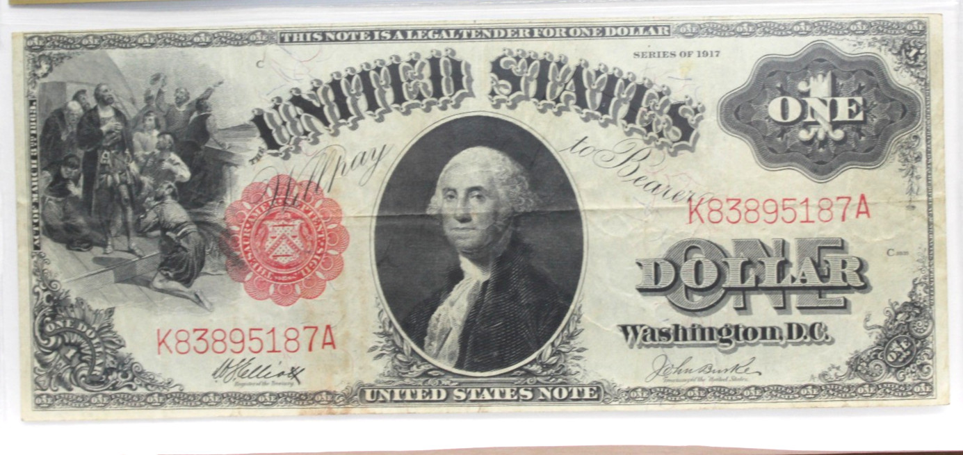 1917 $1 LEGAL TENDER US NOTE FR.37 ELLIOT BURKE PCGS 25 VERY FINE
