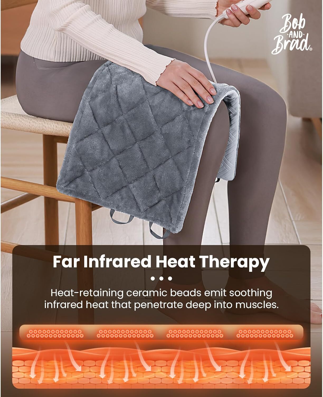 BOB AND BRAD Heating Pad with Heat Far Infrared Therapy Back Pain Relief FSA HSA