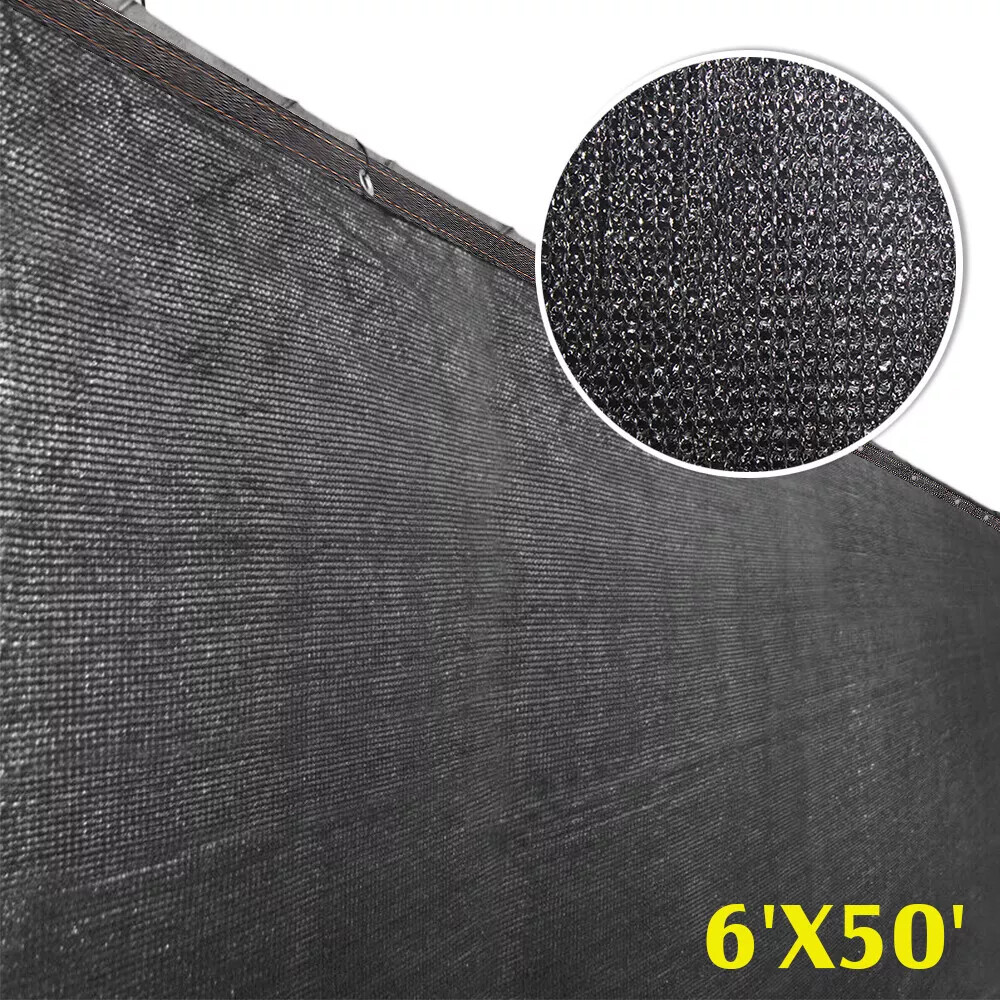 6x50FT Fence Privacy Screen Black HDPE Shade Cloth Winter Garden Patio Deck Gift