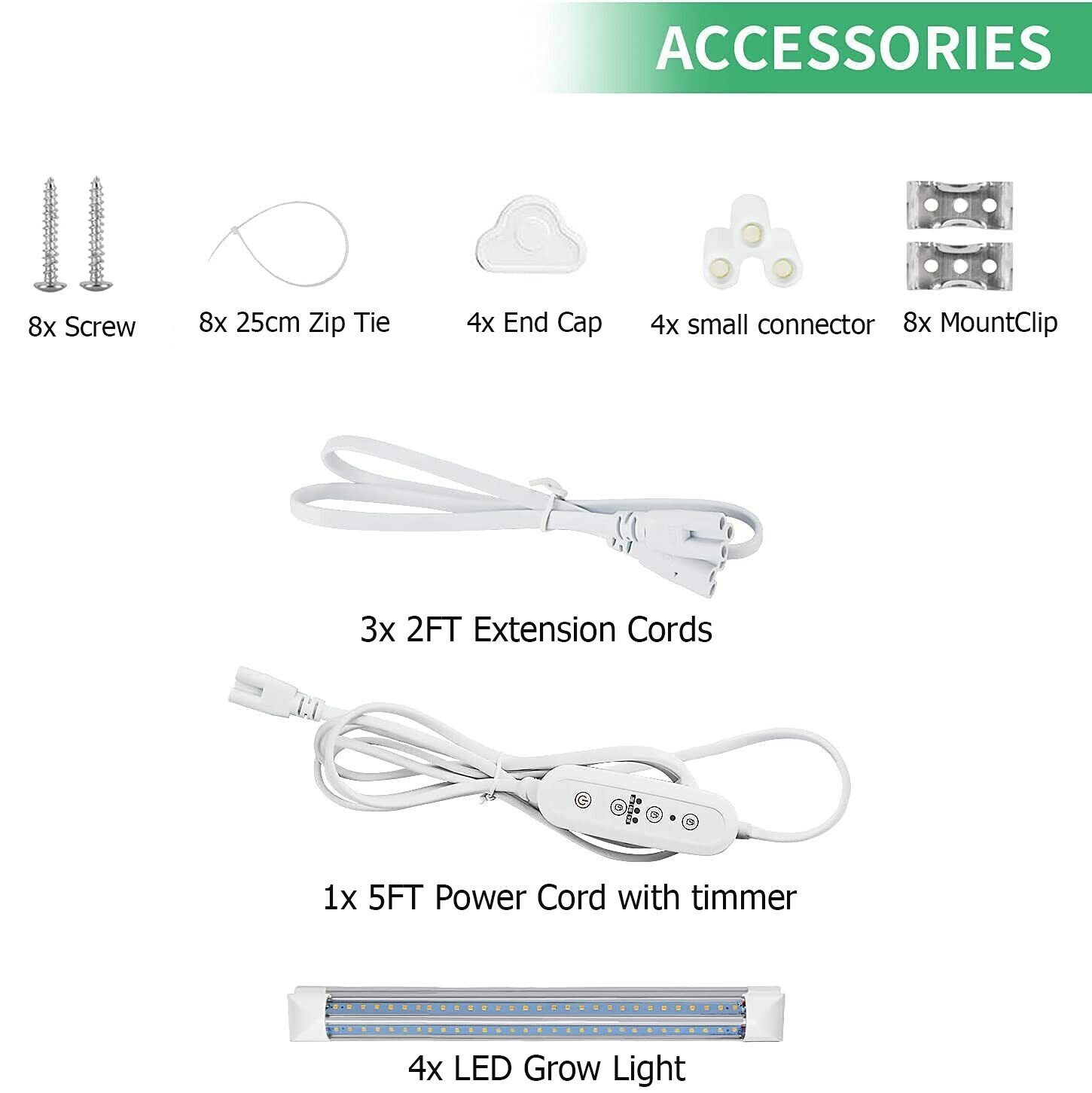 T8 4FT 50W LED Grow Lights Full Spectrum 3000K LED Tube Light Fixture With Timer