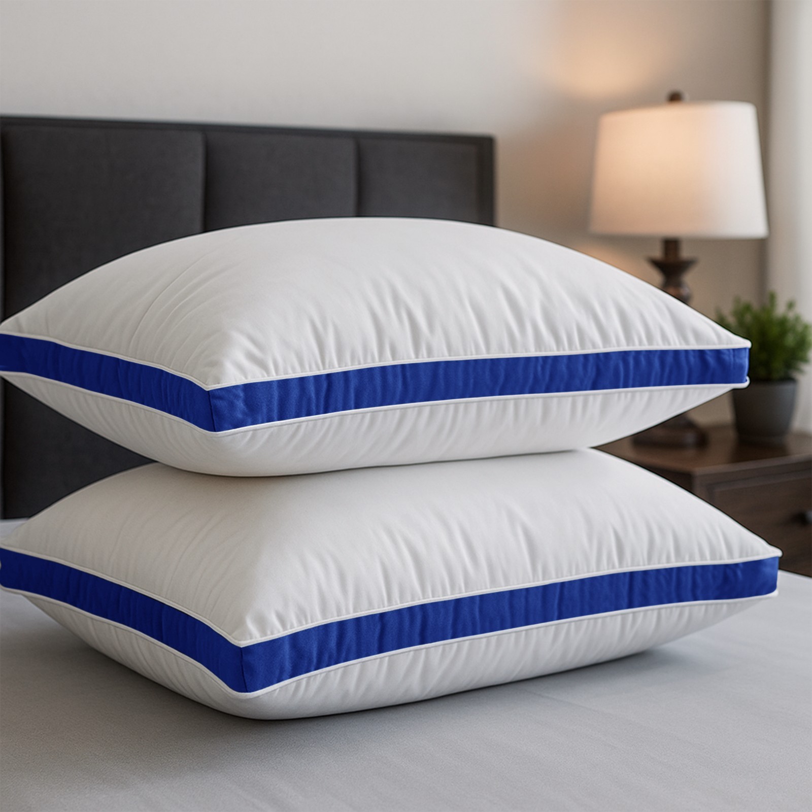 Pack of 2 Bed Pillows Quilted Hotel Quality Down Alternative Gusseted Pillow