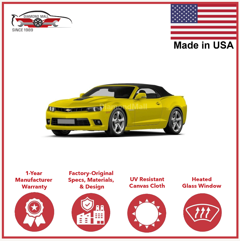 Fits Chevrolet Camaro 2011-2015 Convertible Top & Heated Glass Window Twillfast