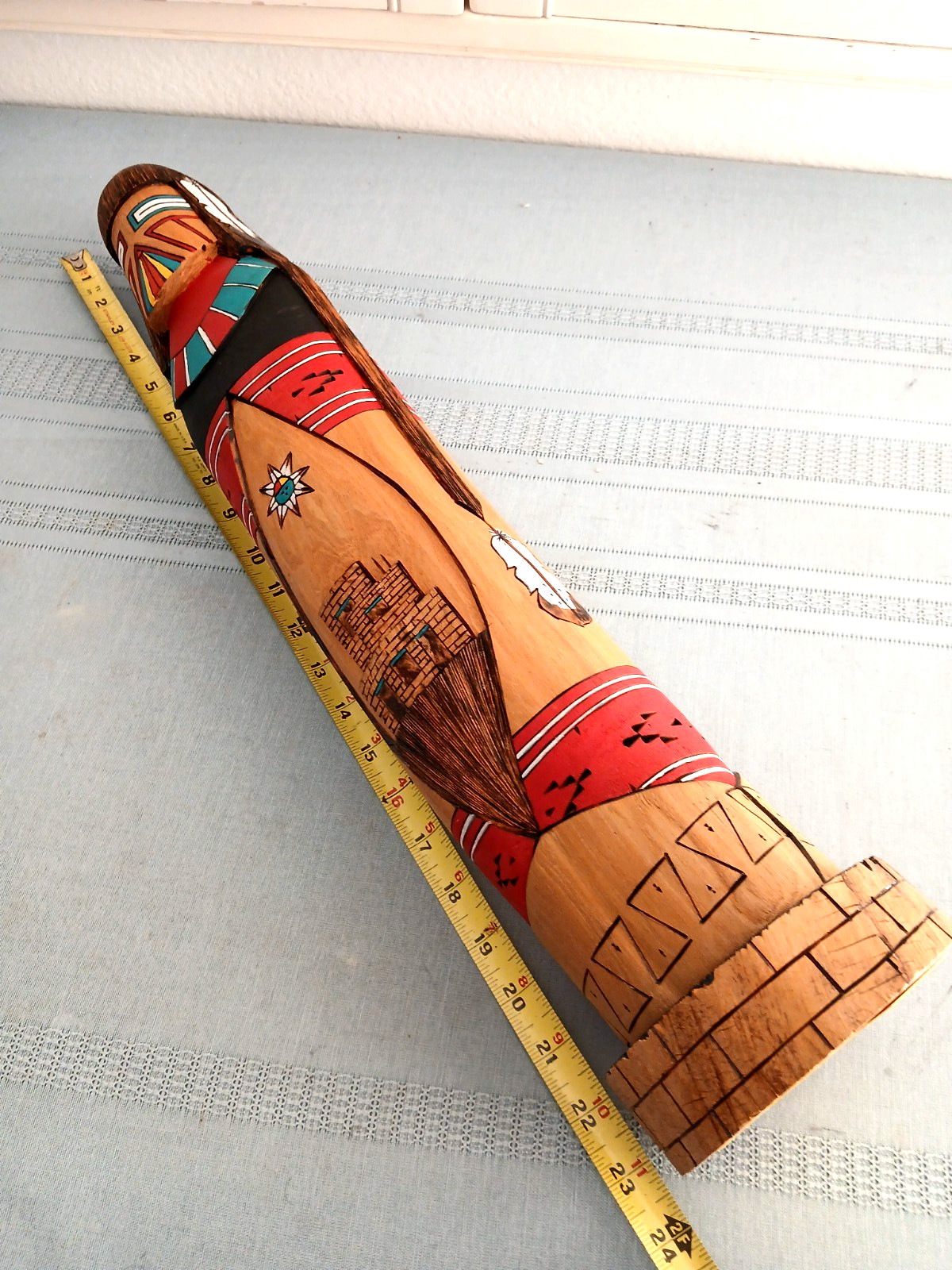 Authentic Hopi Navajo Fully Carved Cottonwood Shalaka Kachina 23" Stenson Walker