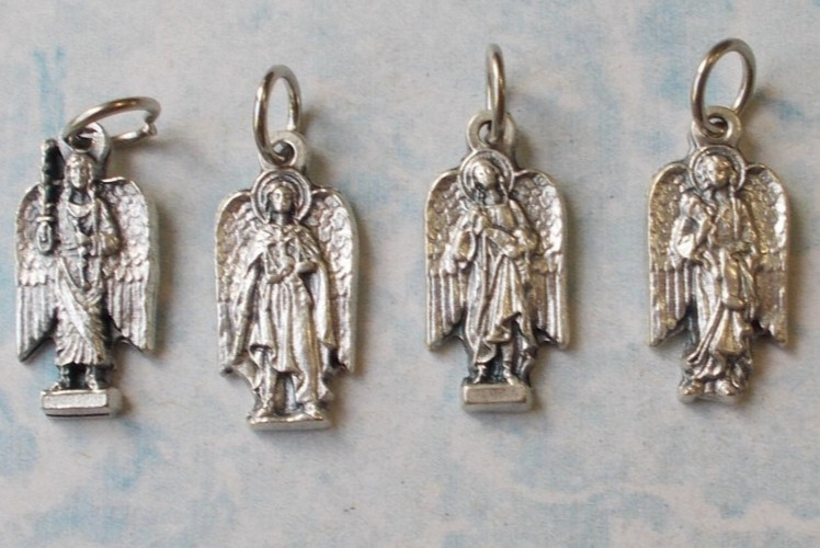 Lot 4 Archangel St Medals Michael Uriel Gabriel Raphael Silver Metal Saint Italy