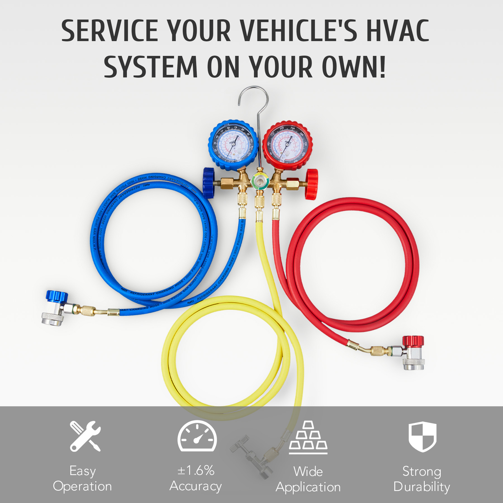 OMT 3 Way Manifold Gauge Set A/C Air Refrigeration Kit for R12 R22 R502 R134a