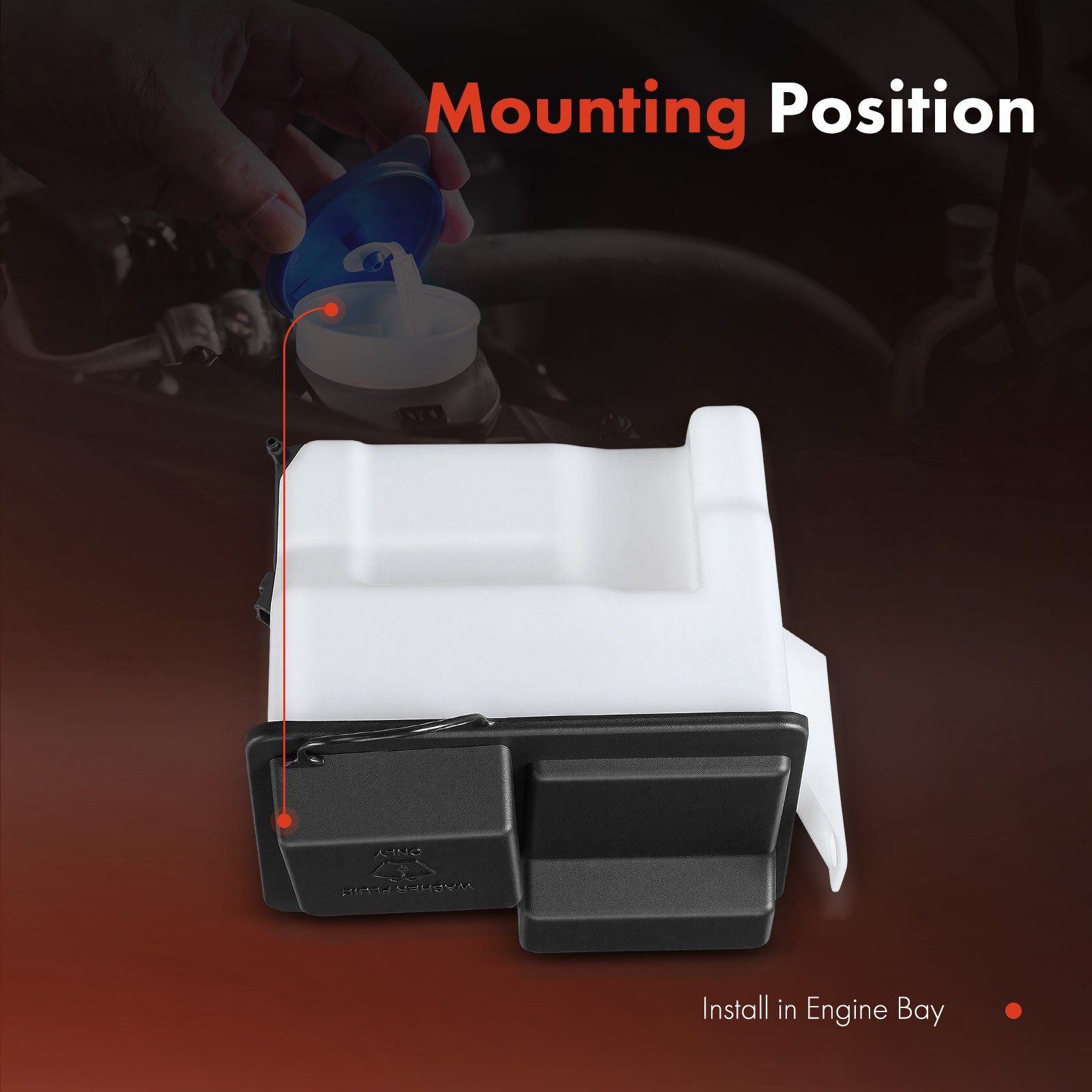 Windshield Washer Reservoir with Cap & Pump for Ford F-150 F-250 Lincoln Mark LT