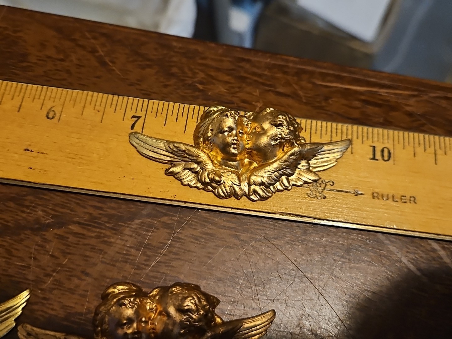 Lot Of 10 Cherub Head Busts France Vintage 60s Brass Stampings Findings Jewelry