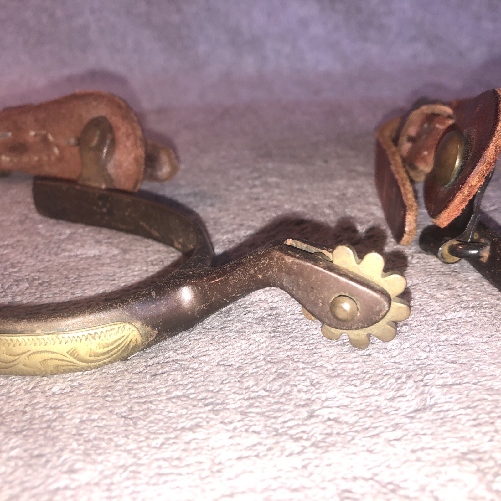 Vintage Antique Spurs w/ Leather Straps Cowboy Western Rodeo