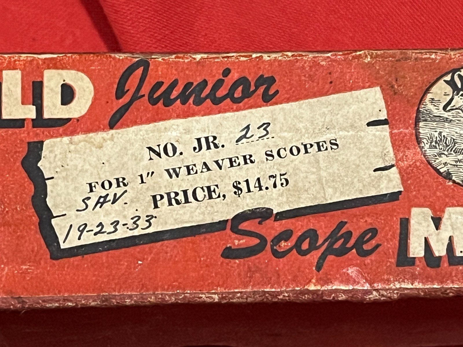 post WWII Patent No. REDFIELD JR-23 Base & 1" Ring set for SAVAGE 23 Bolt Action