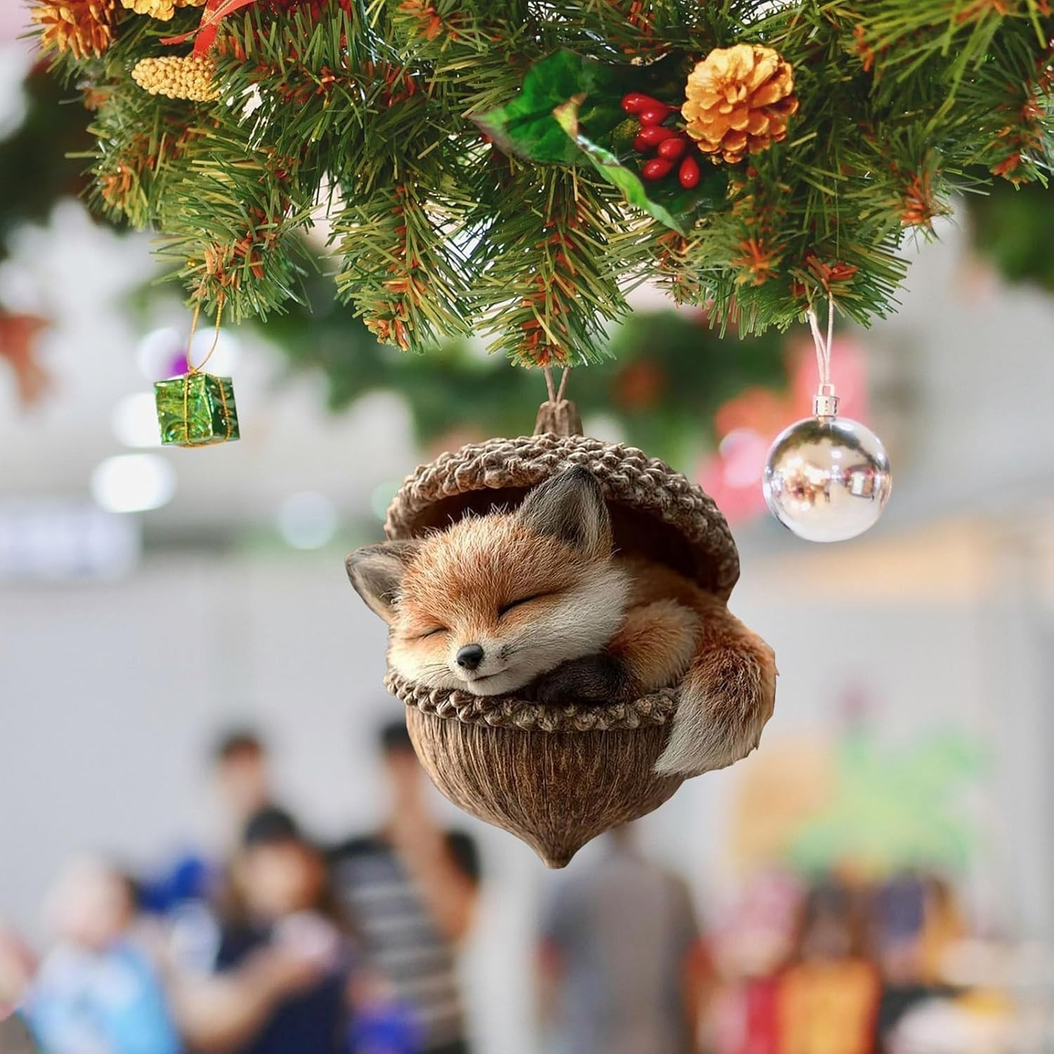 6pcs Cozy Forest Christmas Ornaments Forest Animal Acorn Ornaments.