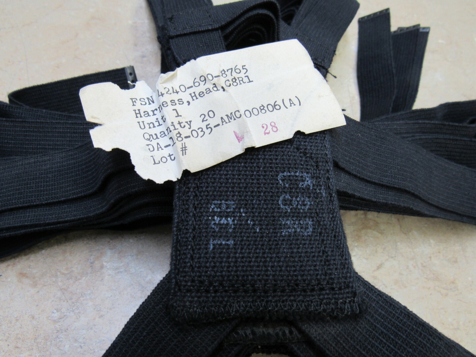 US M17 Gas Mask Head Harness Strap C8R1 New Old Stock Vietnam Era M17A1 M17A2