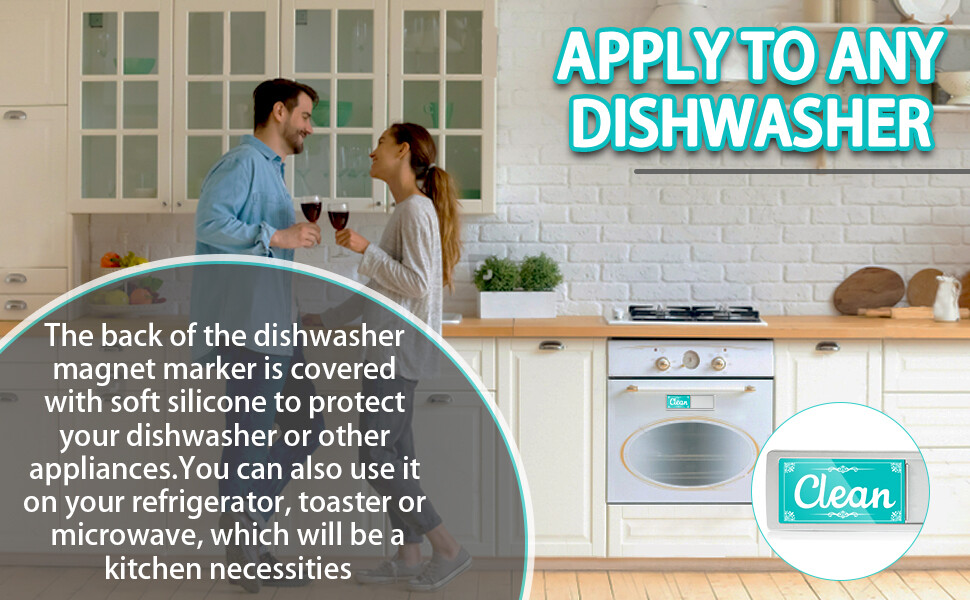 Clean Dirty Dishwasher Non Scratch Magnet Magnetic Backing Washing Running Sign