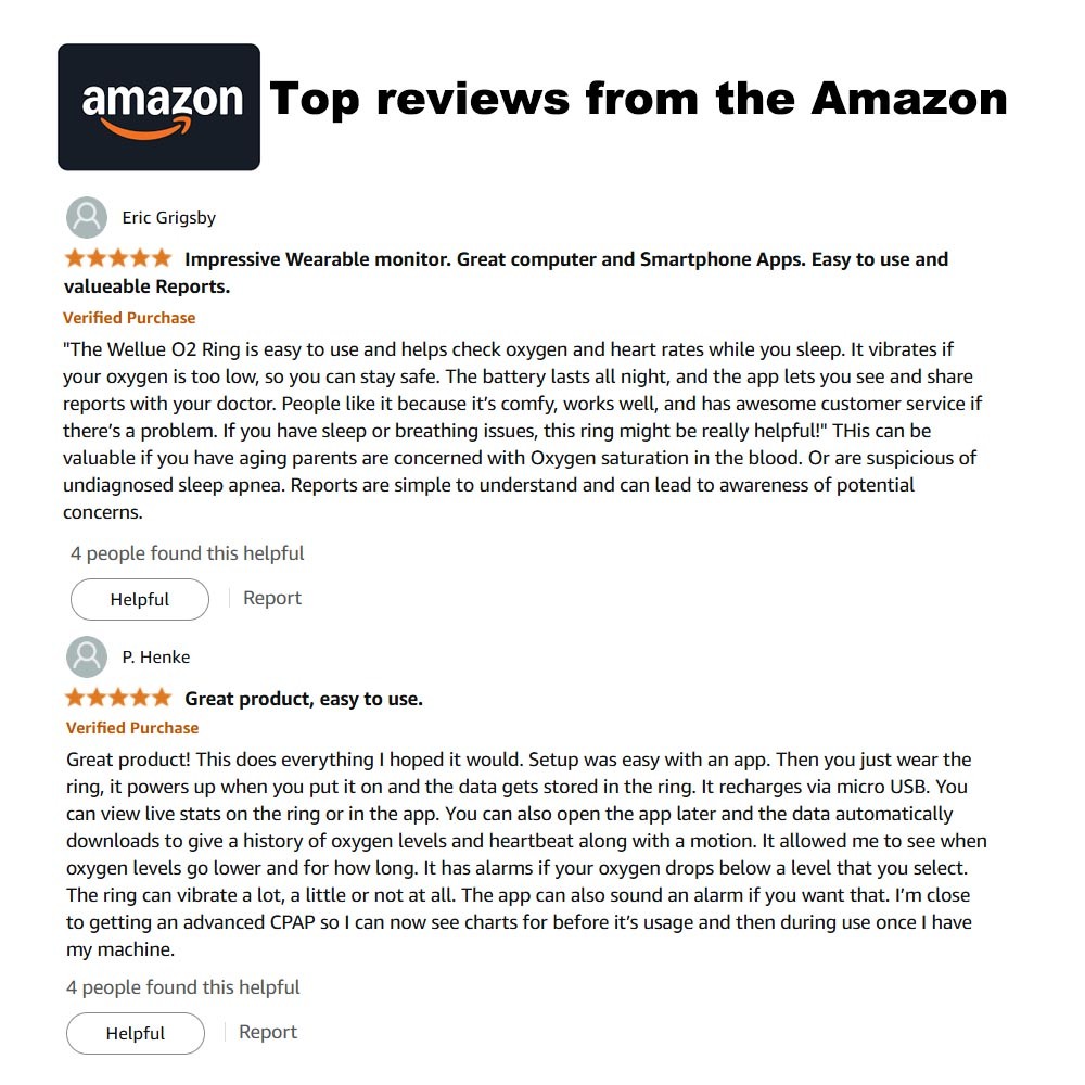 Wellue O2 Ring Pulse Oximeter O2Ring Oxygen Monitor with Free APP and PC Reports