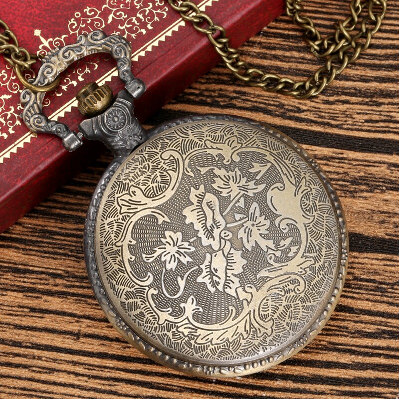 Antique Pocket Watch Chain Retro Style Analog Quartz Movement Watches for Men