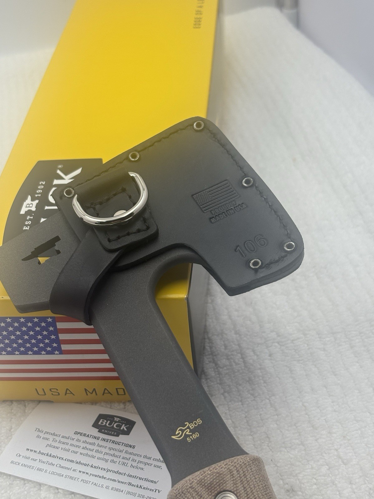 Buck 0106BRS1-B Compadre Axe With Leather Sheath NIB Made In USA Discontinued