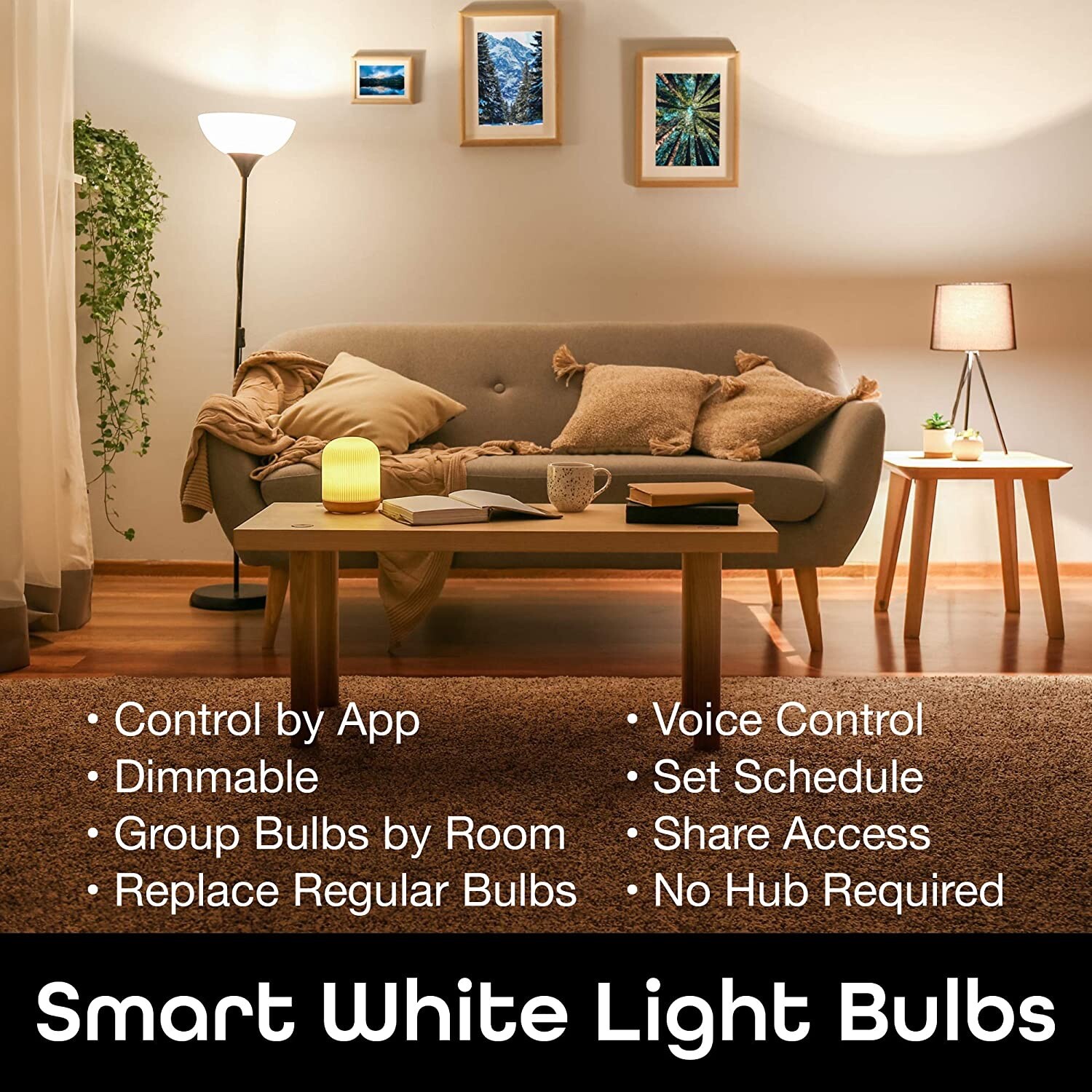 Geeni LUX 800 Smart Wi-Fi LED Dimmable White Light Bulbs w Voice Control —3 Pack
