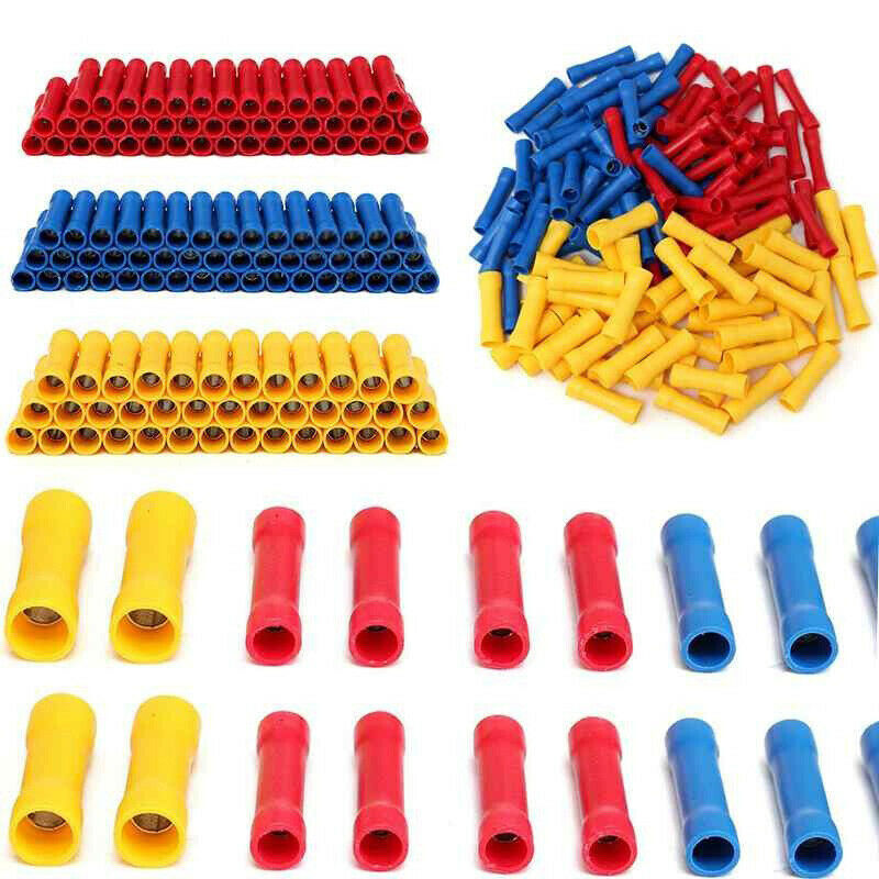 500Pcs Insulated Electrical Straight Butt Splice Crimp Wire Connectors Terminals
