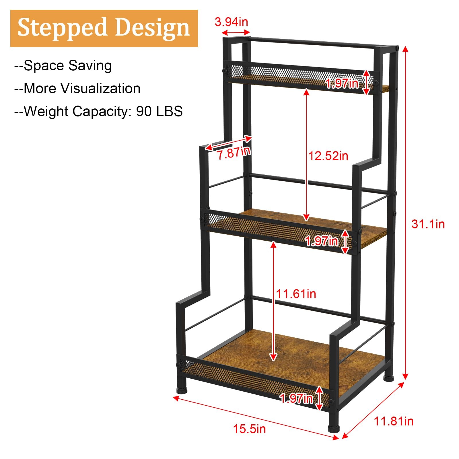 3-Tier Liquor Cabinet Wine Bottle Display Shelf for Home Bar Space Saving