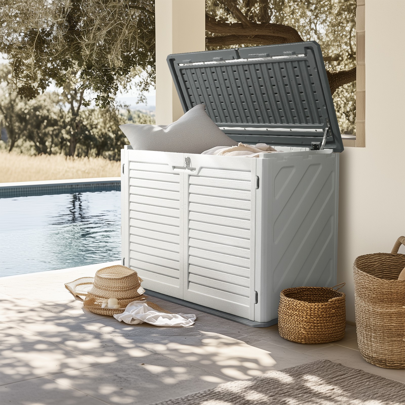 Outdoor Plastic Storage Shed Weather Resistant for Home, Backyard, Garden Tools