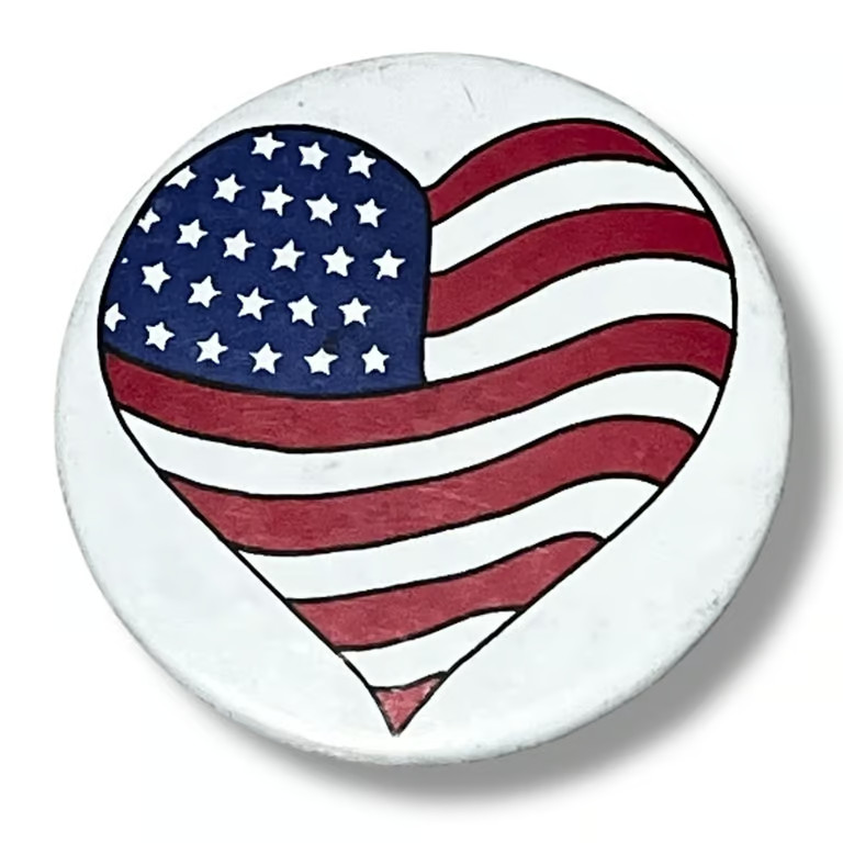 US American Flag Heart Pinback Button A101