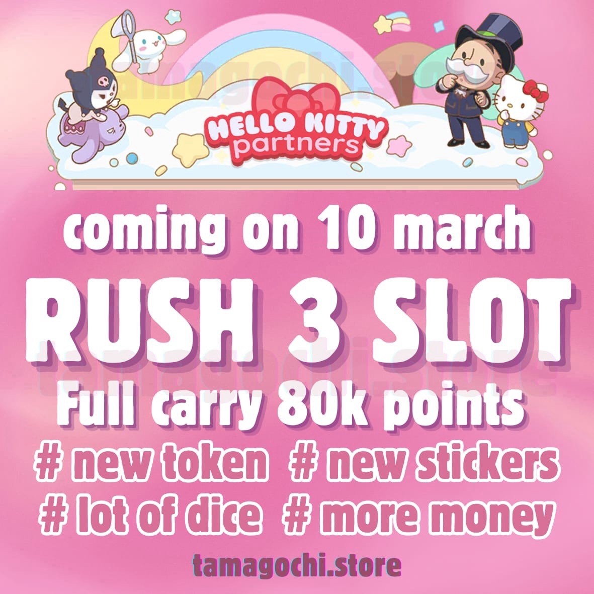 HELLO KITTY PARTNER | RUSH 3 SLOT | FULL CARRY SERVICE 80K POINTS