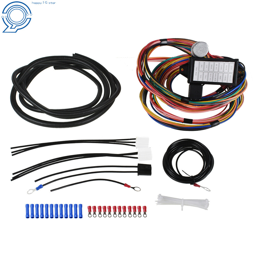 14 Circuit Universal Wire Harness 14 Fuse 12v Street Hot Rat Muscle Rod Wiring