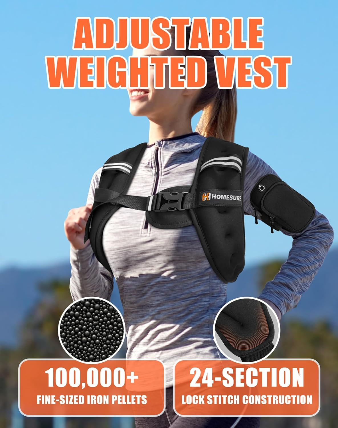 Weighted Vest for Men and Women, 5Lb Adjustable Weight Vest with Reflective Stri