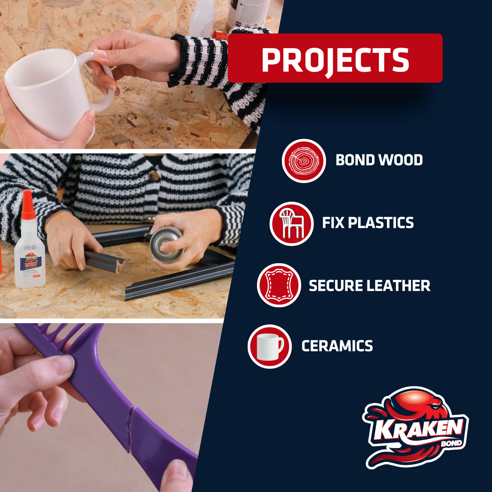 Kraken Bond WOW Super Fast CA Glue + Activator 2 Pack (1.76oz + 6.76oz)