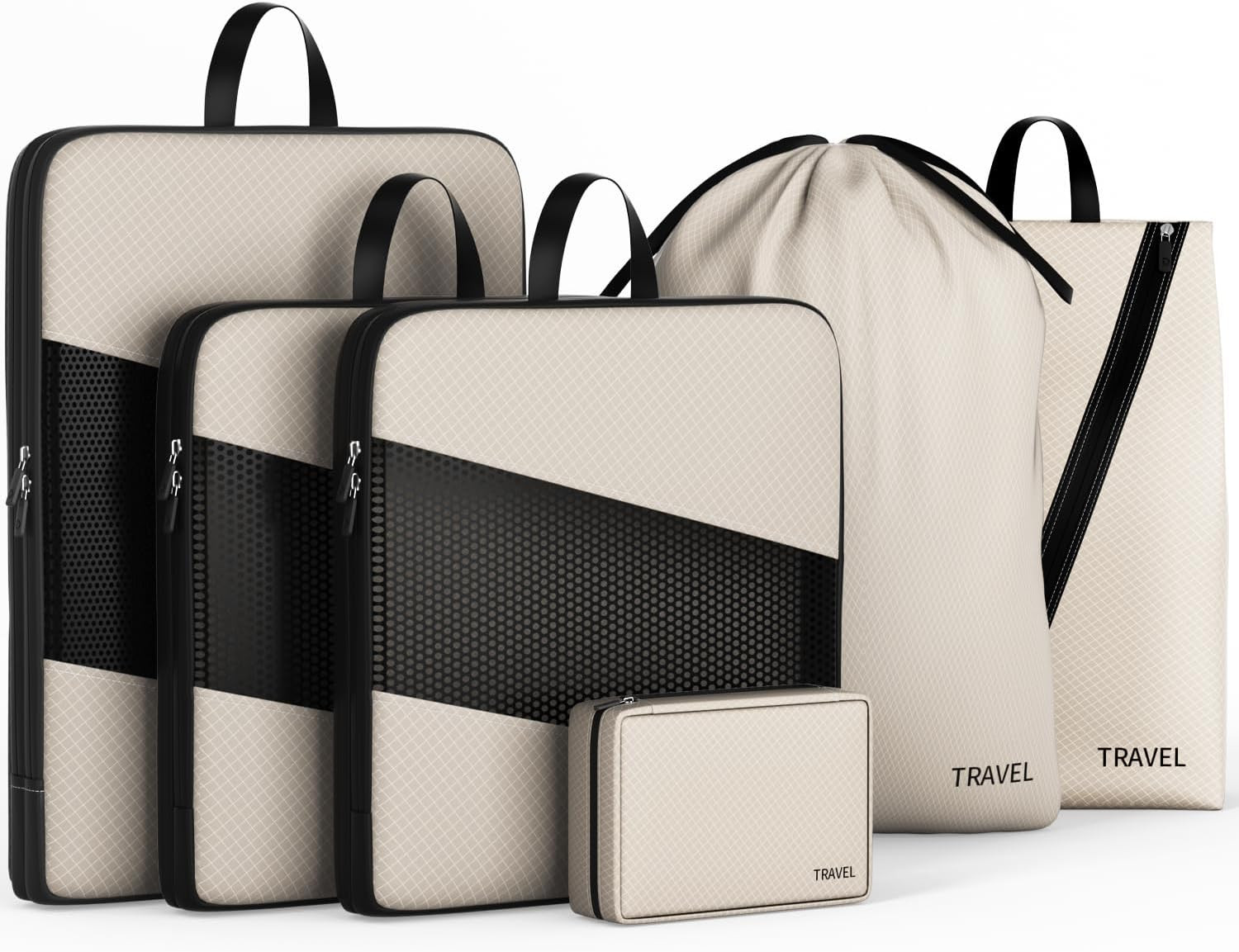 Compression Packing Cubes for Suitcases, 6 Set Travel Organizer Cubes for Tra