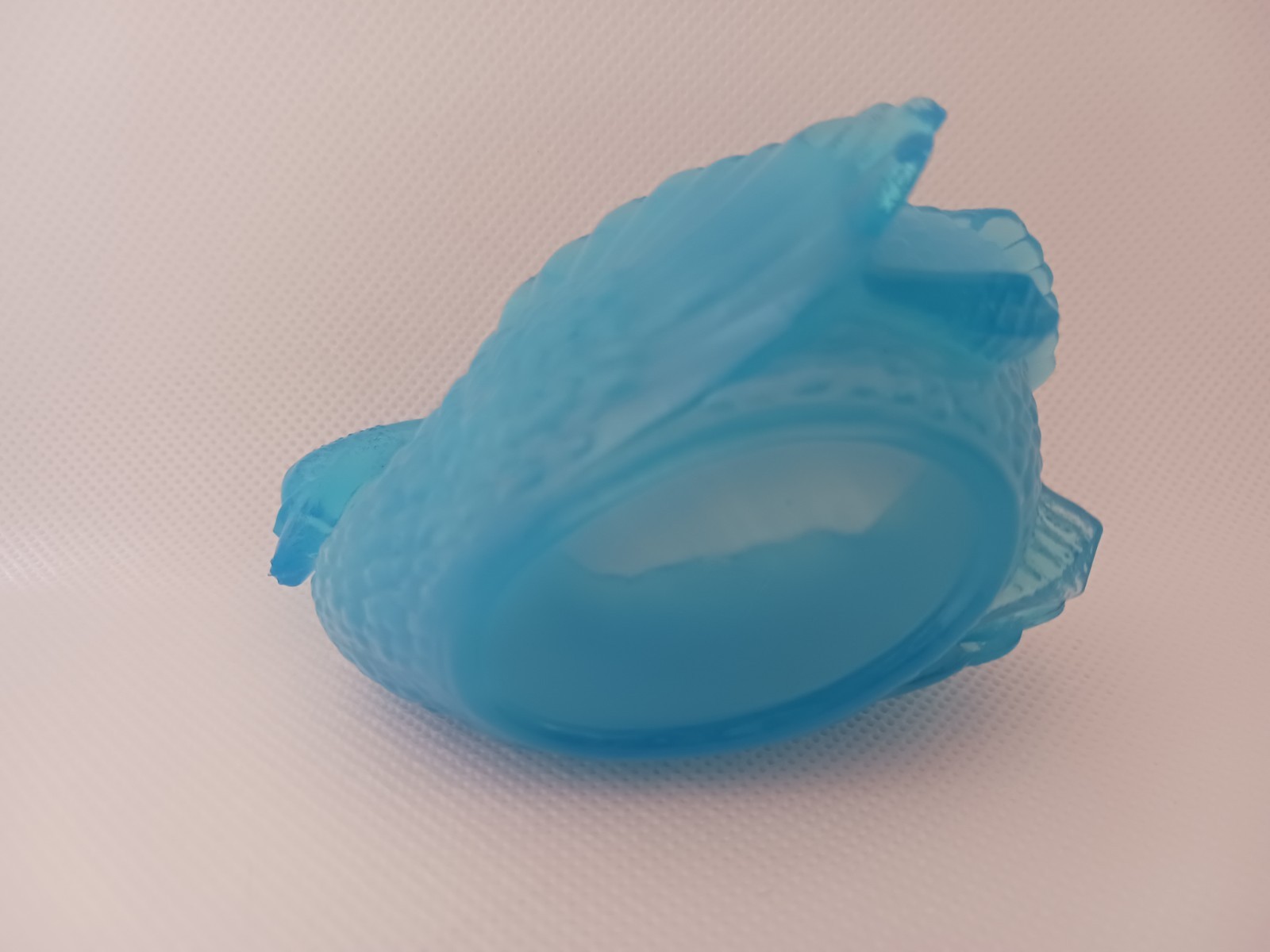 VINTAGE BOYD GLASS TEAL BLUE SWAN OPEN SALT CELLAR DISH (1978-1983)