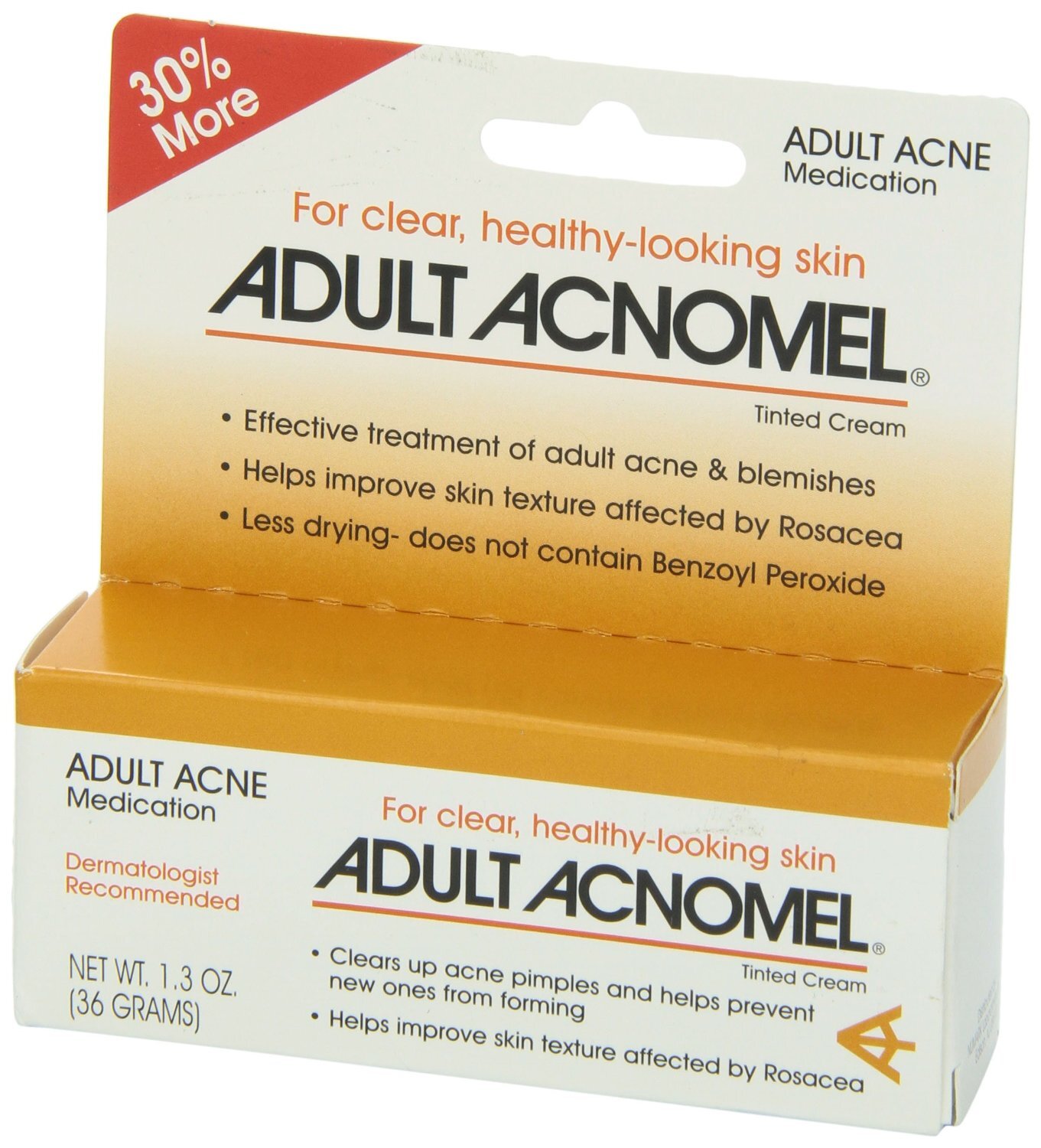 Adult Acnomel Tinted Cream Acne Medication 1.30 Oz 36 G