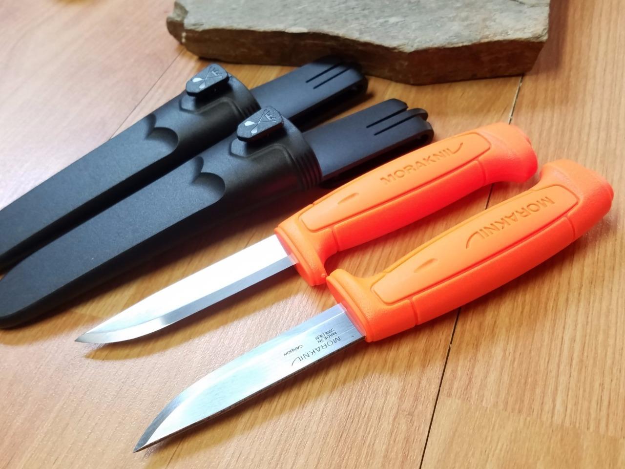 2 Pc Lot Mora Morakniv Basic 511 8" Carbon Steel Orange Camp Survival Knife 1832