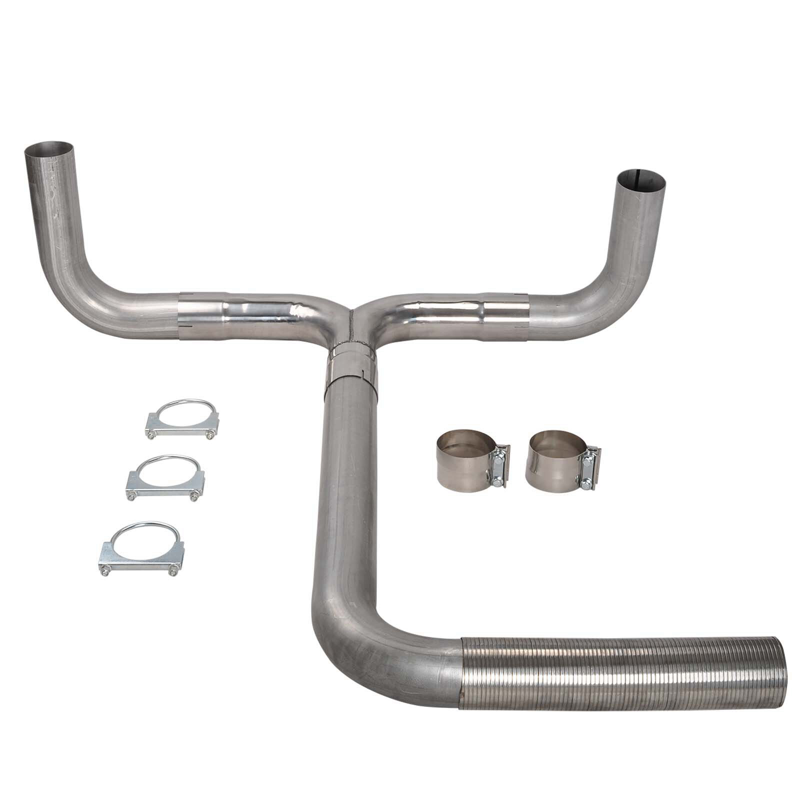4''/5''Dual Smoker Diesel Exhaust Stack T Pipe+2X 4"/5''In 7''/ 8"Out Stack Tips