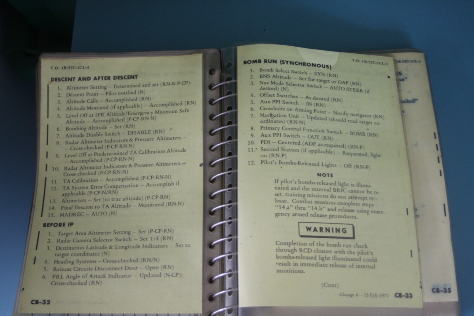 B52C STRATOFORTRESS NORMAL PROCEDURES PILOT FLIGHT MANUAL B52 ORIGINAL BOOK