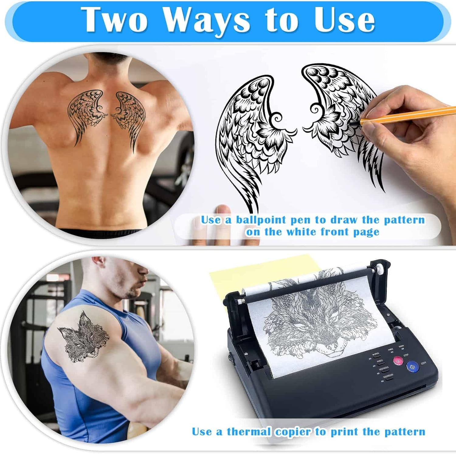 50 Sheets Tattoo Transfer Paper, Tattoo Stencil Paper for Tattooing, Transfer P