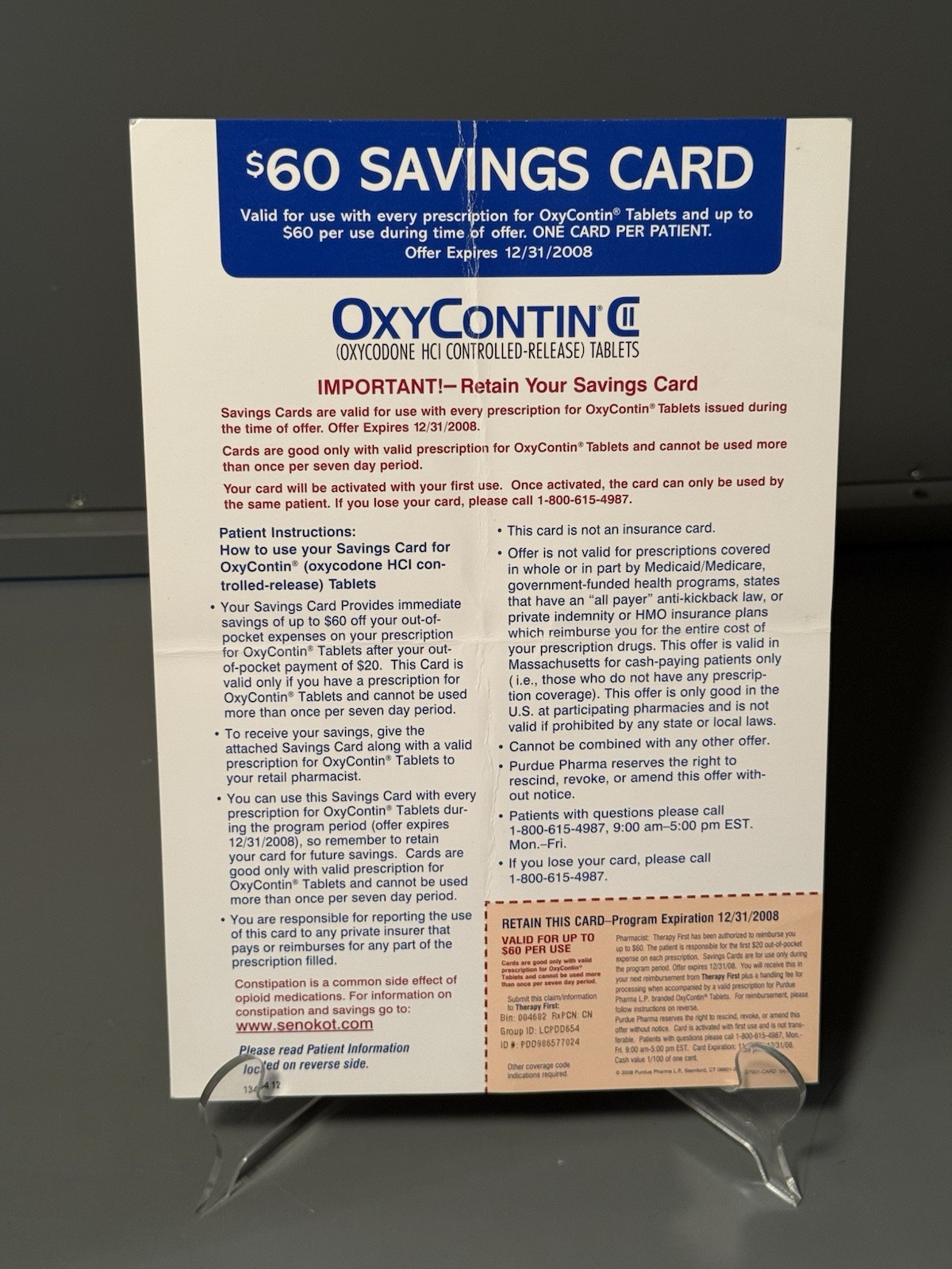 OXYCONTIN Drug Savings Cards • $60 Savings Card • OxyContin Discount Card •
